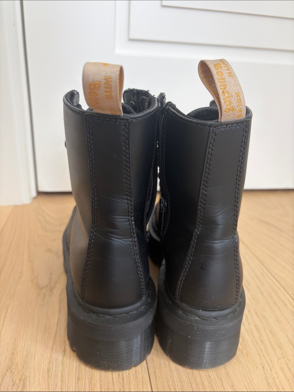 Dr. Martens Black Leather Platform Lace-Up Boots - Picture 3 of 10